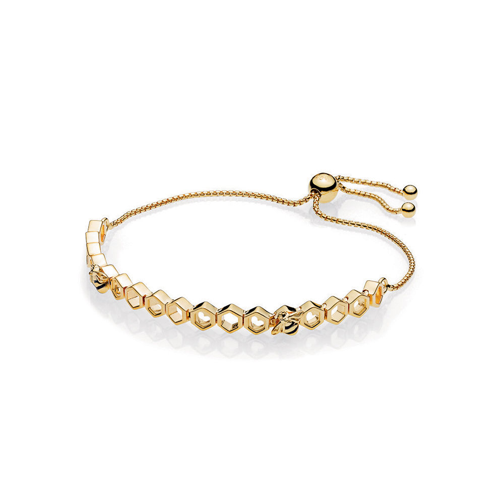bracelete pandora cordão shine abelha reluzente 567109en16