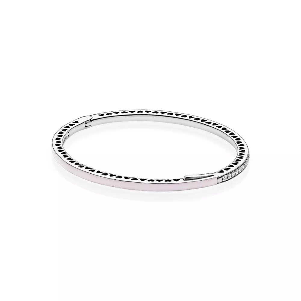 Bracelete PANDORA Rígido Corações Radiantes Rosa - 590537EN68