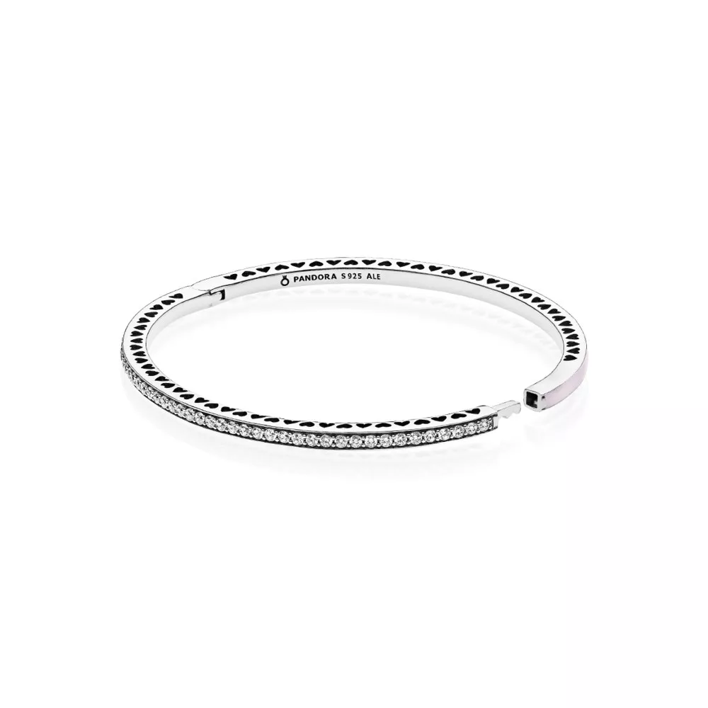 Bracelete PANDORA Rígido Corações Radiantes Rosa - 590537EN68
