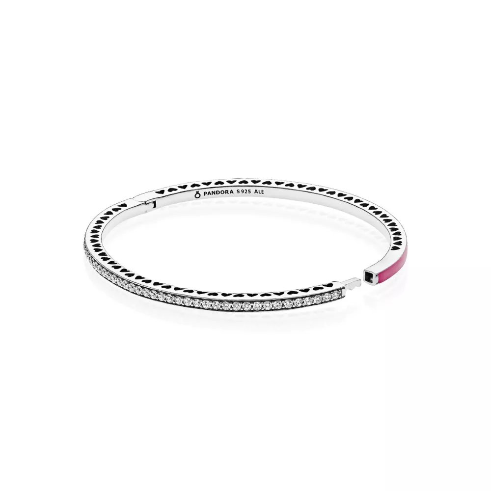 Bracelete PANDORA Rígido Corações Radiantes Orquídea - 590537EN69