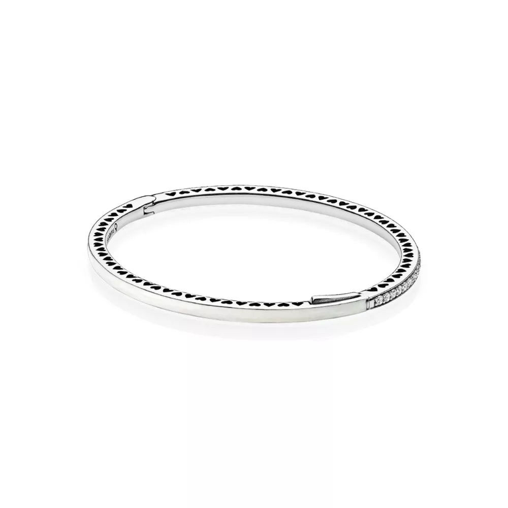Bracelete PANDORA Rígido Corações Radiantes Perolados - 590537EN23