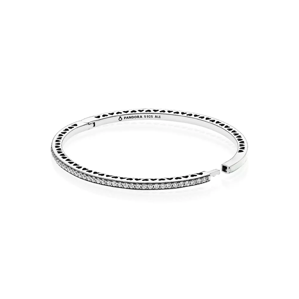 Bracelete PANDORA Rígido Corações Radiantes Perolados - 590537EN23