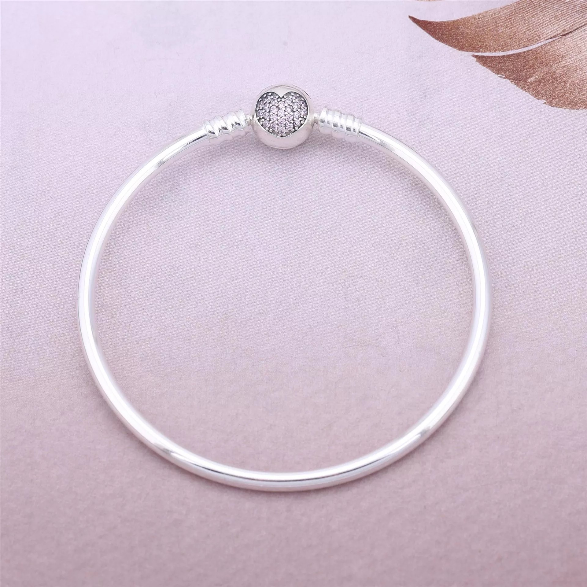 Bracelete Rígido PANDORA com zircônia cúbica Rosa - 590716PCZ