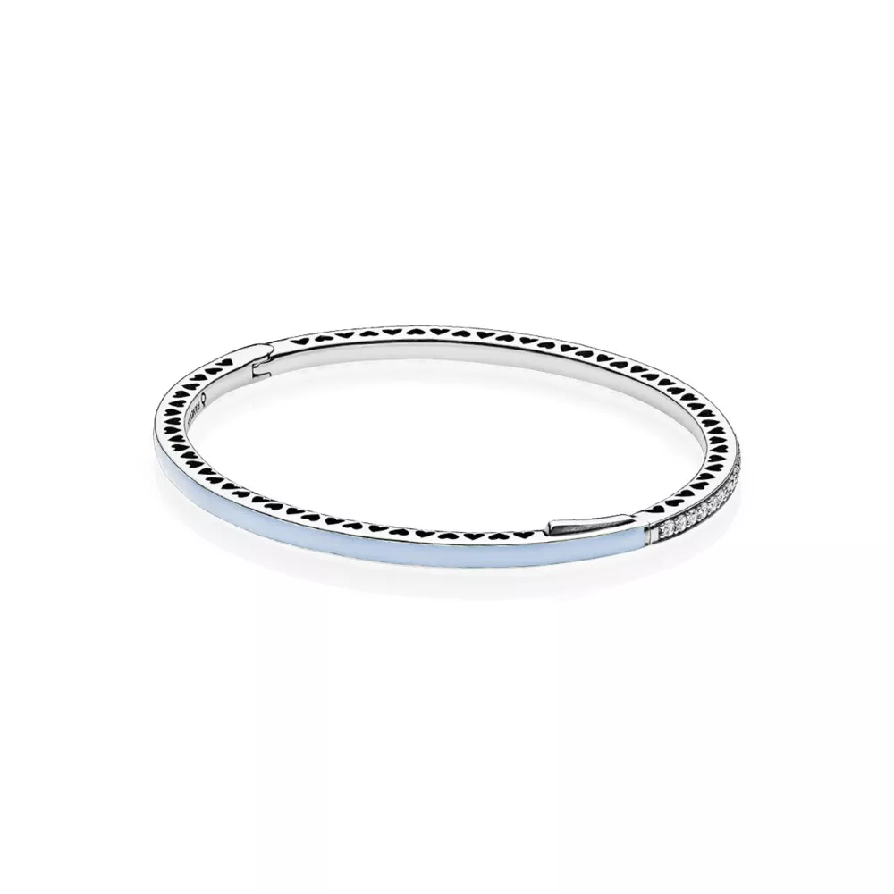 Bracelete PANDORA Rígido Corações Radiantes Azul-Céu - 590537EN131