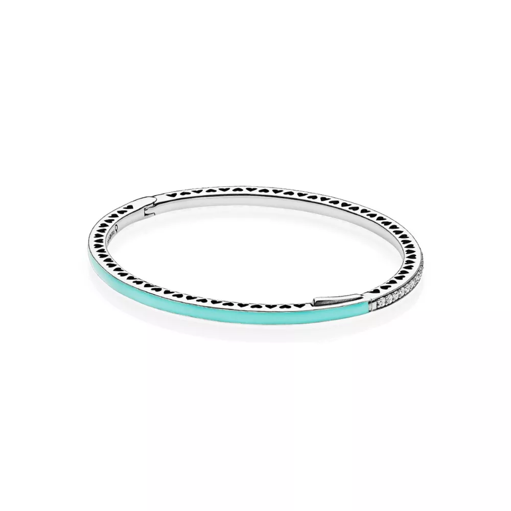 Bracelete PANDORA Rígido Corações Radiantes Menta - 590537EN105