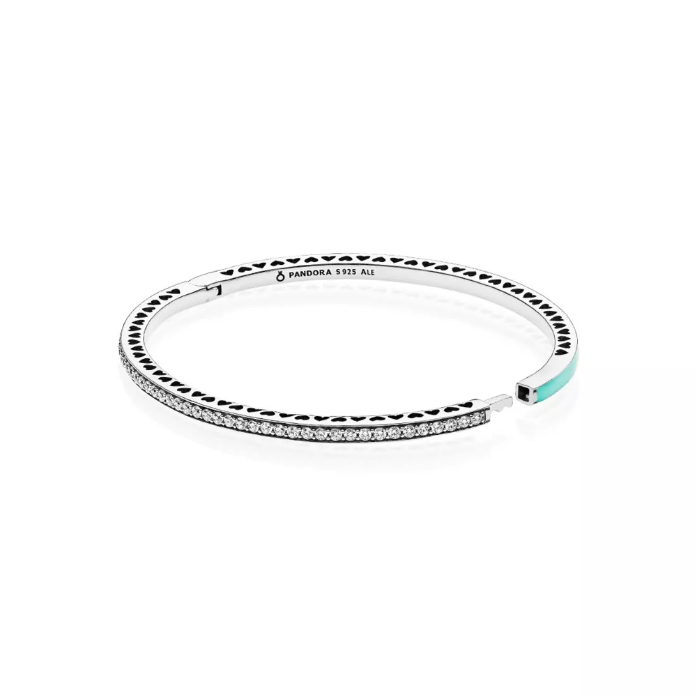 Bracelete PANDORA Rígido Corações Radiantes Menta - 590537EN105
