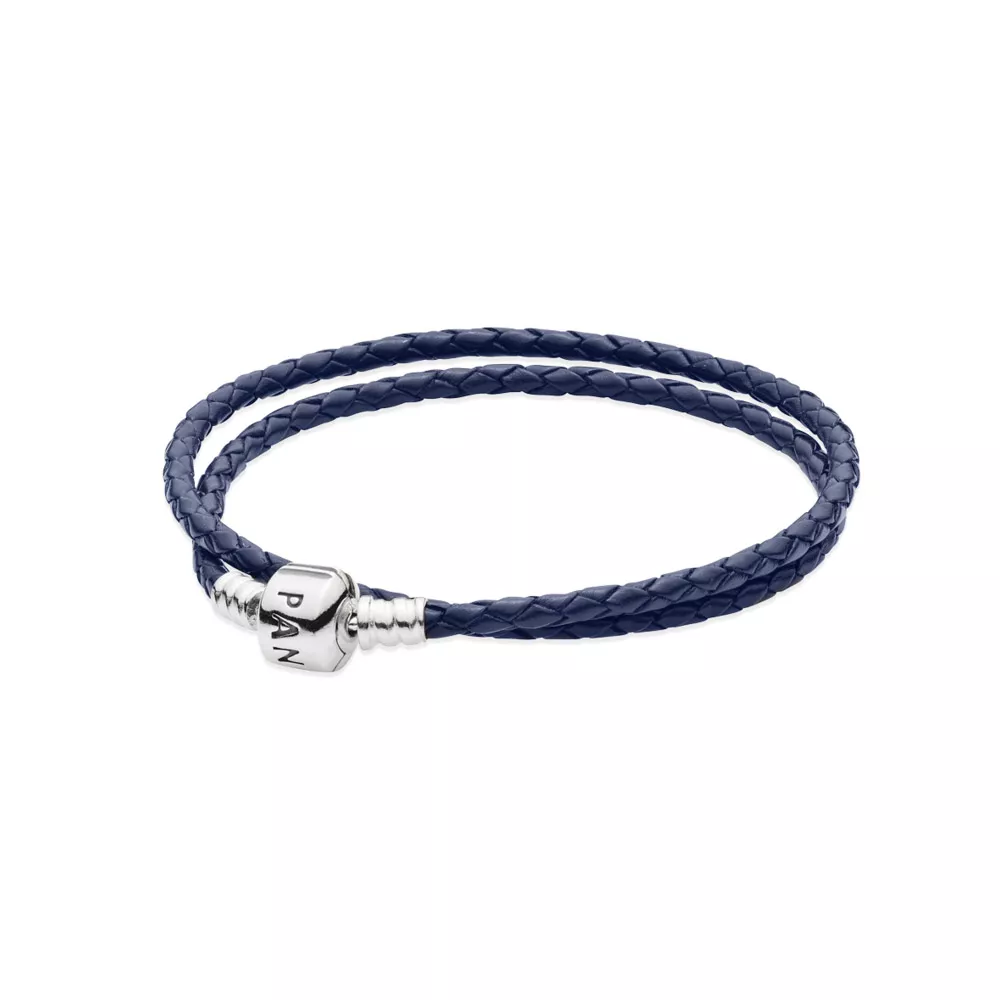 Bracelete PANDORA de Couro Duplo Azul - 590705CDB-D