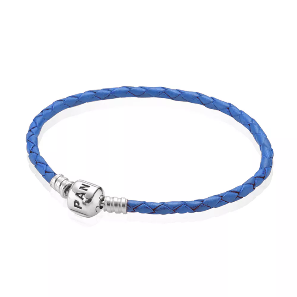 Bracelete PANDORA De Couro Azul Com O Fecho
