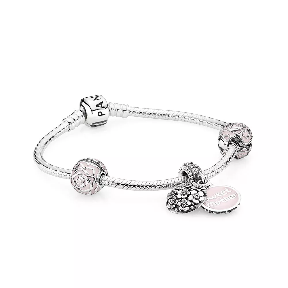 Pulseira Pandora Com Berloques de prata Mãe
