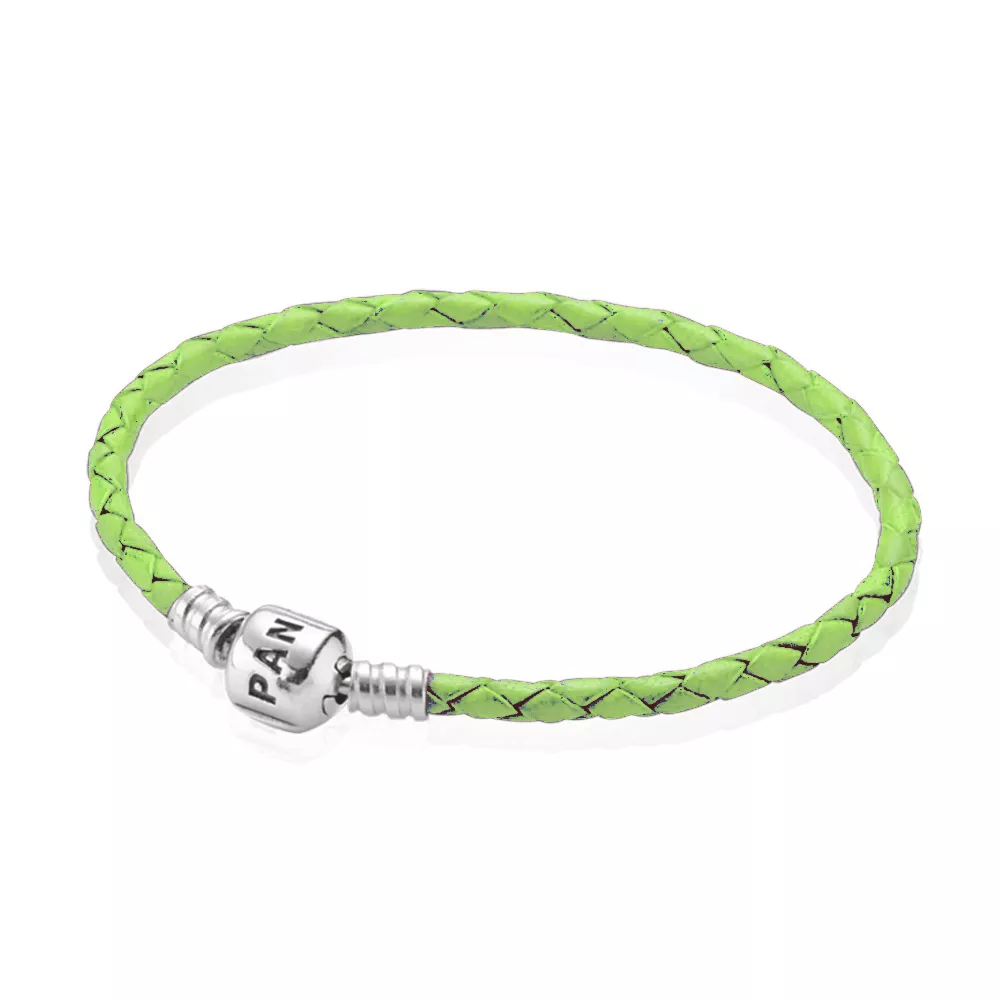 Bracelete PANDORA De Couro Verde Com O Fecho