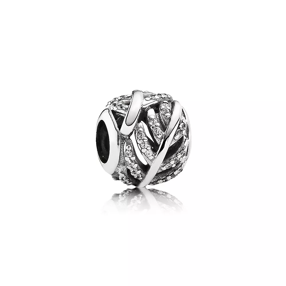 Charm PANDORA de Prata MicroPave Vazado Plumas - 791186CZ