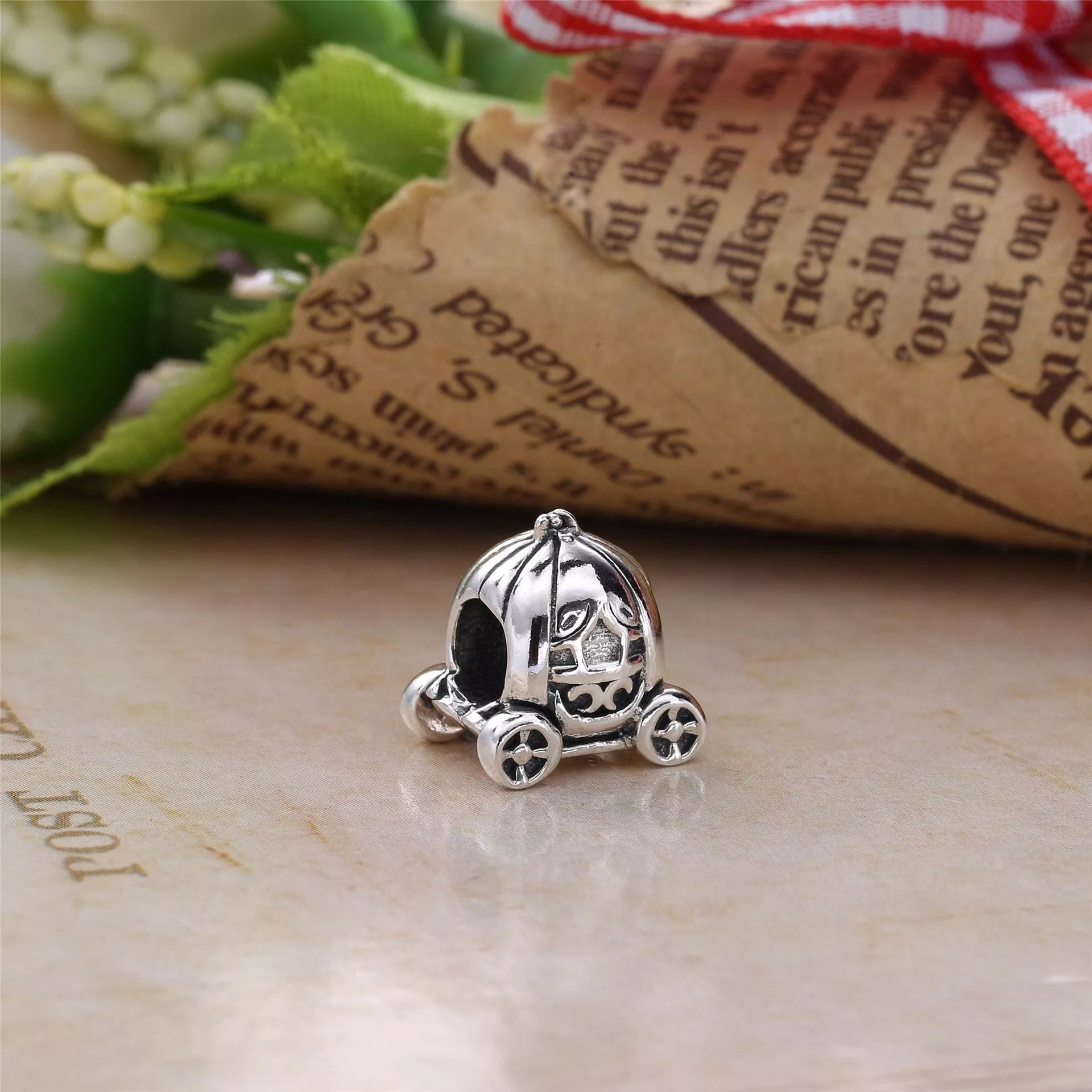 Charm berloques Pandora de prata Carro de abóbora