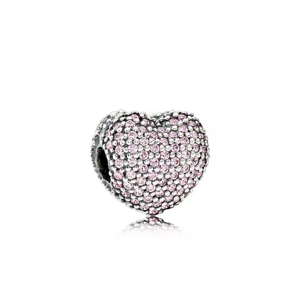 Clipe PANDORA Coração Pavê Rosa - 791427PCZ