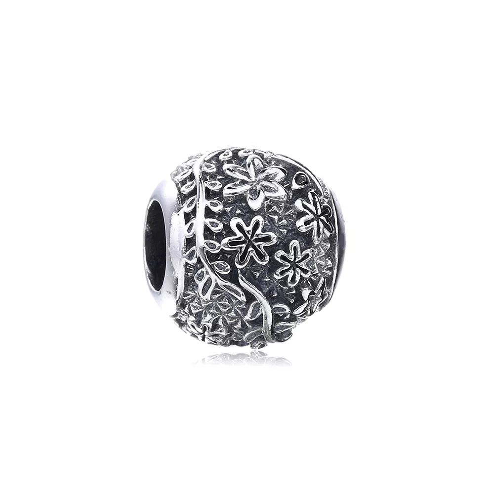 Charm berloques Pandora de prata Folhas e flores