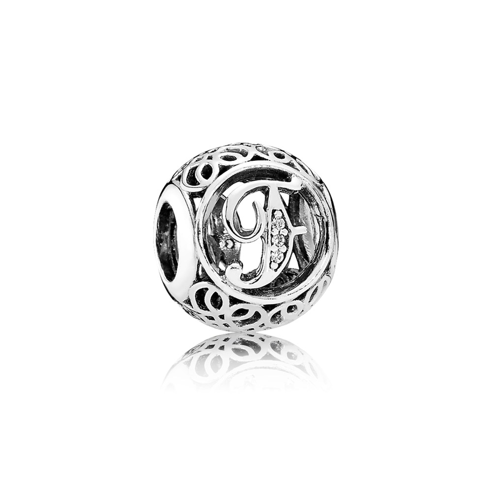 charm berloques pandora alfabeto vintage letra f