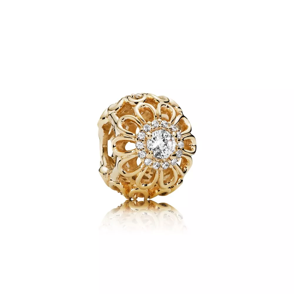 Charm berloques PANDORA de Ouro Brilho Floral