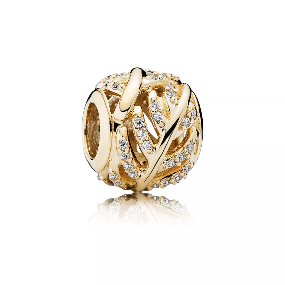 Charm berloques PANDORA de Ouro Vazado Plumas