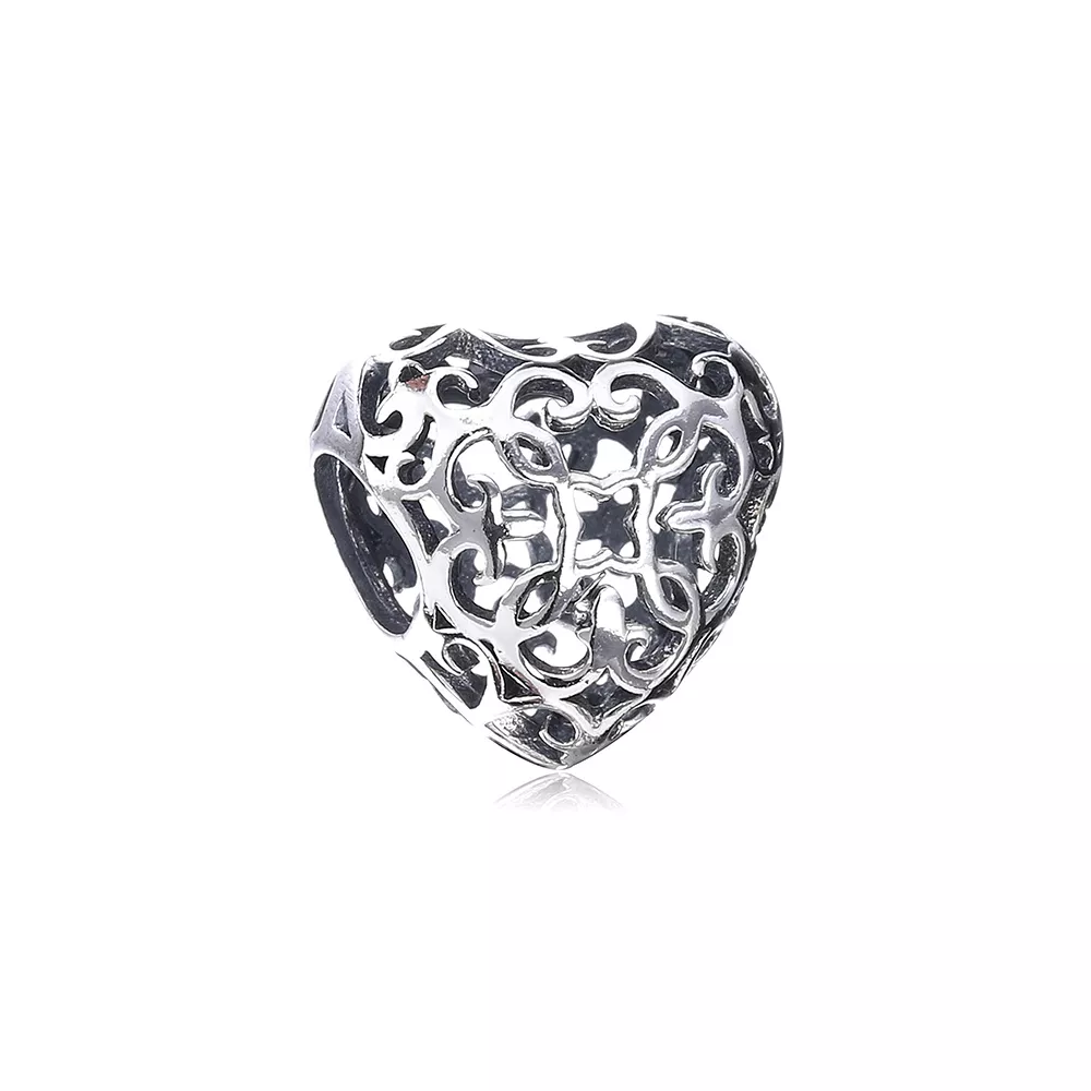 charm berloques pandora de prata coração a céu aberto