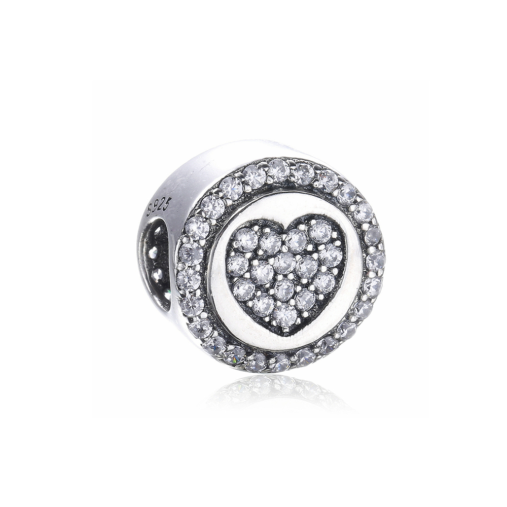 charm berloques pandora de prata coração cintilante px002421b