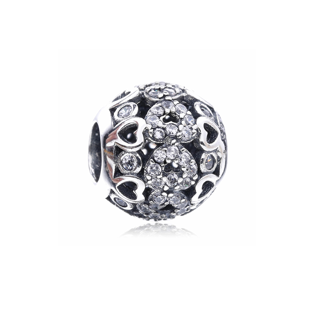 charm berloques pandora de prata coração cintilante px002761