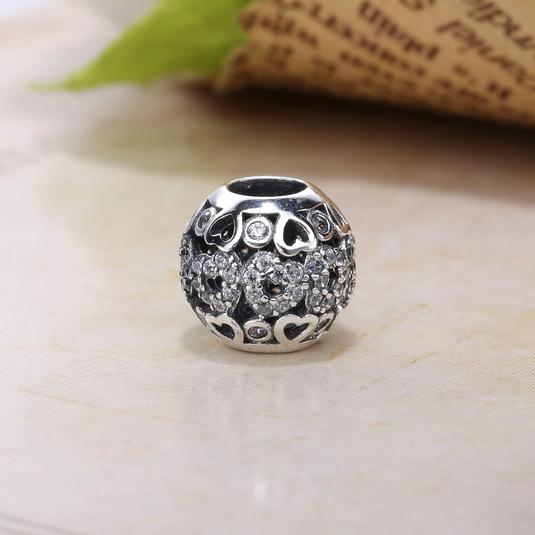 Charm berloques Pandora de prata Coração cintilante PX00276-1