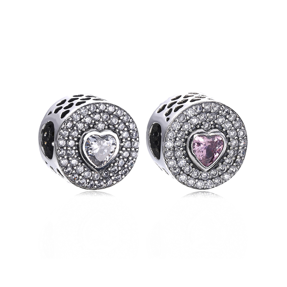 charm berloques pandora de prata coração cintilante