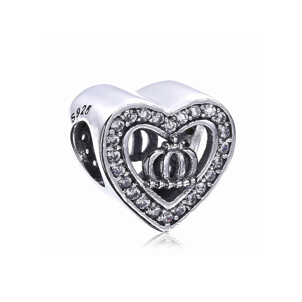 charm berloques pandora de prata coroa no coração