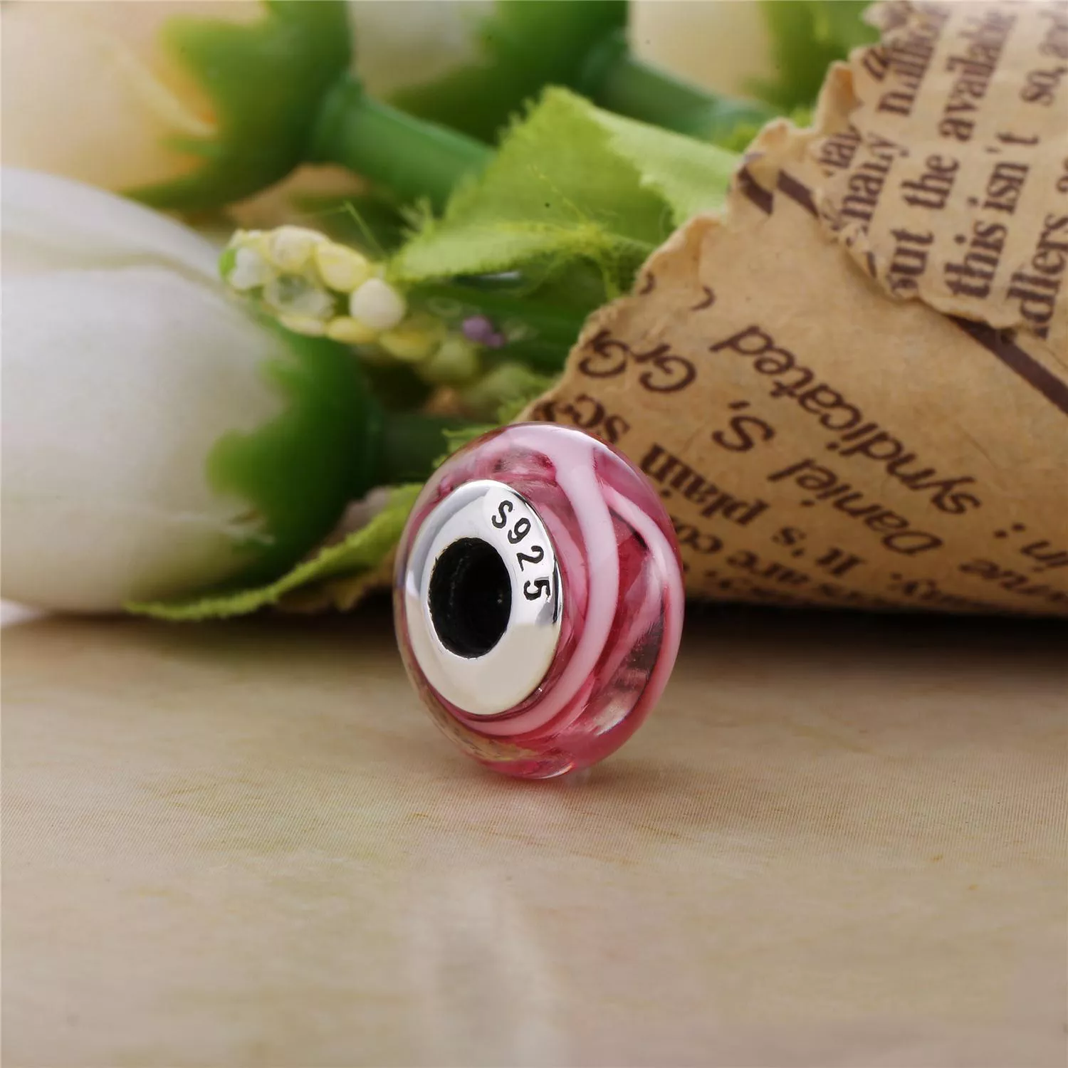Charm berloques Pandora de prata Fascinante rosa