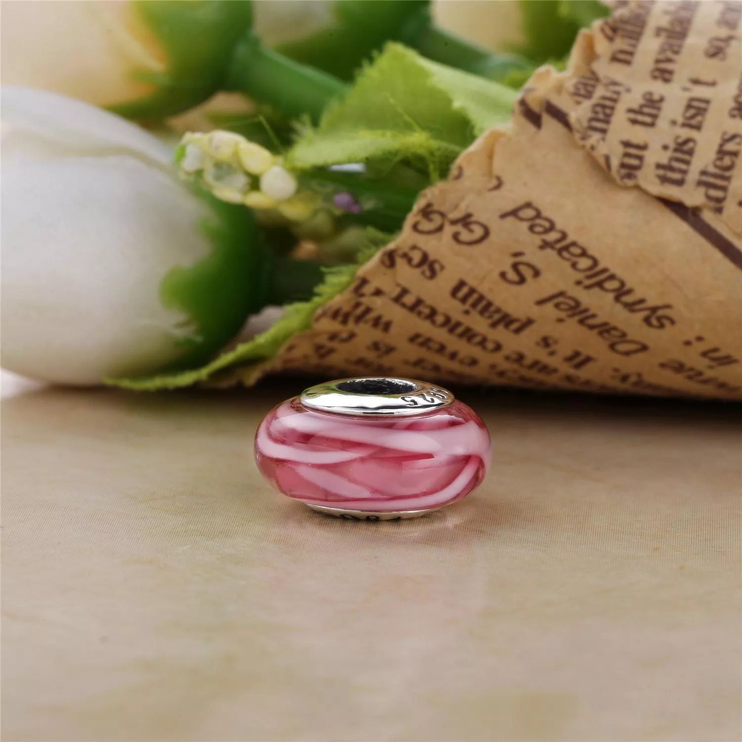 Charm berloques Pandora de prata Fascinante rosa