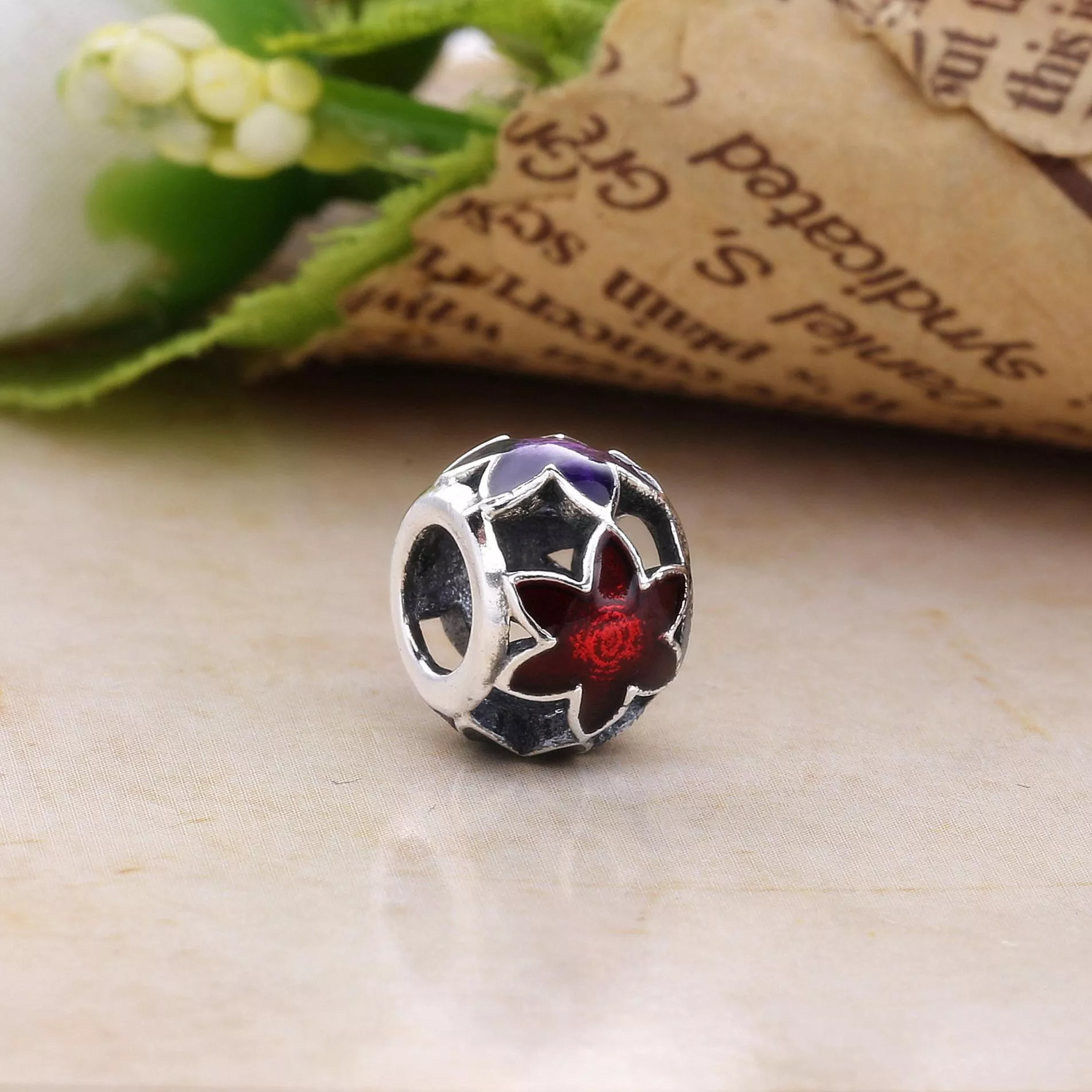 Charm berloques Pandora de prata Folha