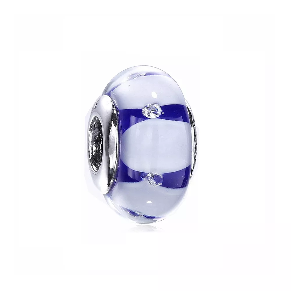 charm berloques pandora de prata murano de vidro azul