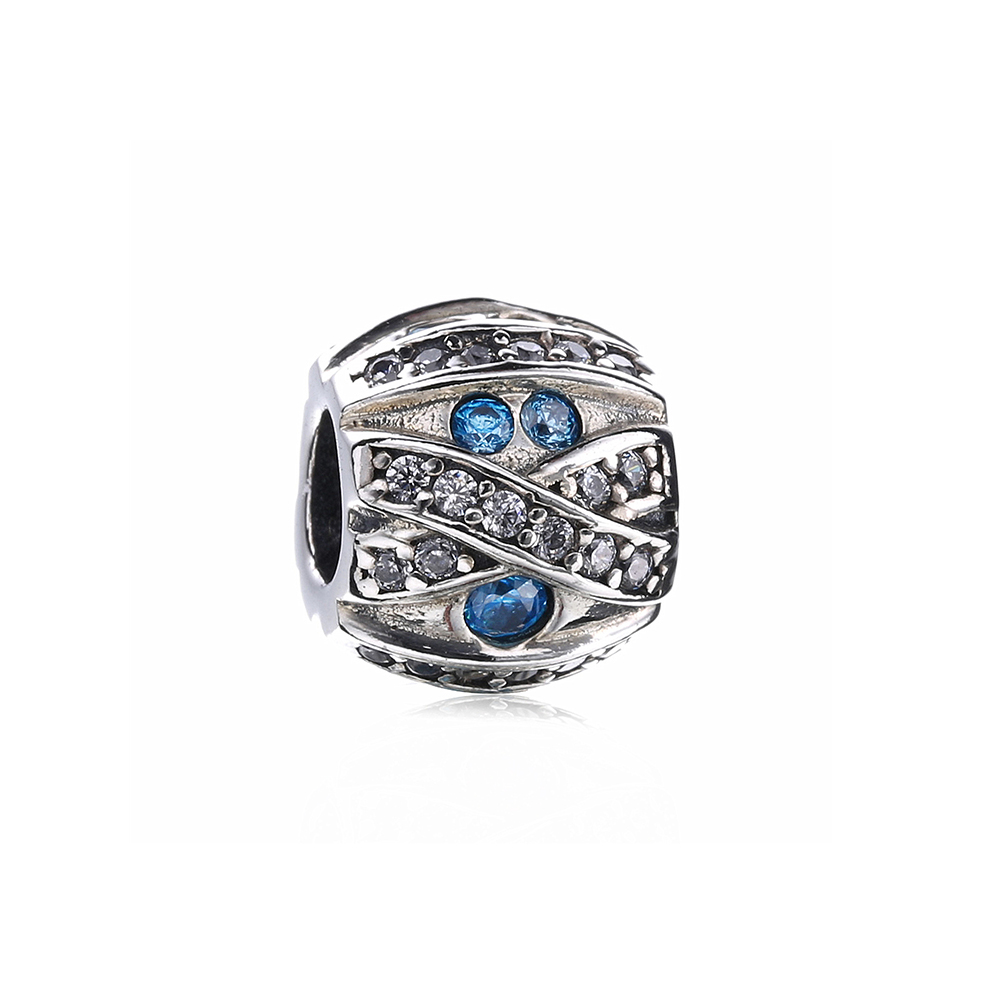 charm berloques pandora de prata pedra azul