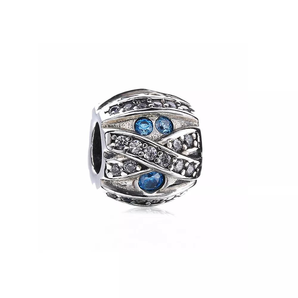 charm berloques pandora de prata pedra azul