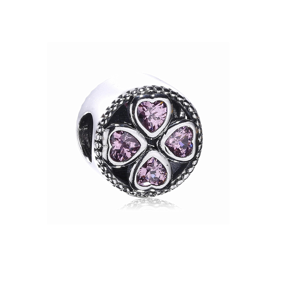 charm berloques pandora de prata trevo de corações