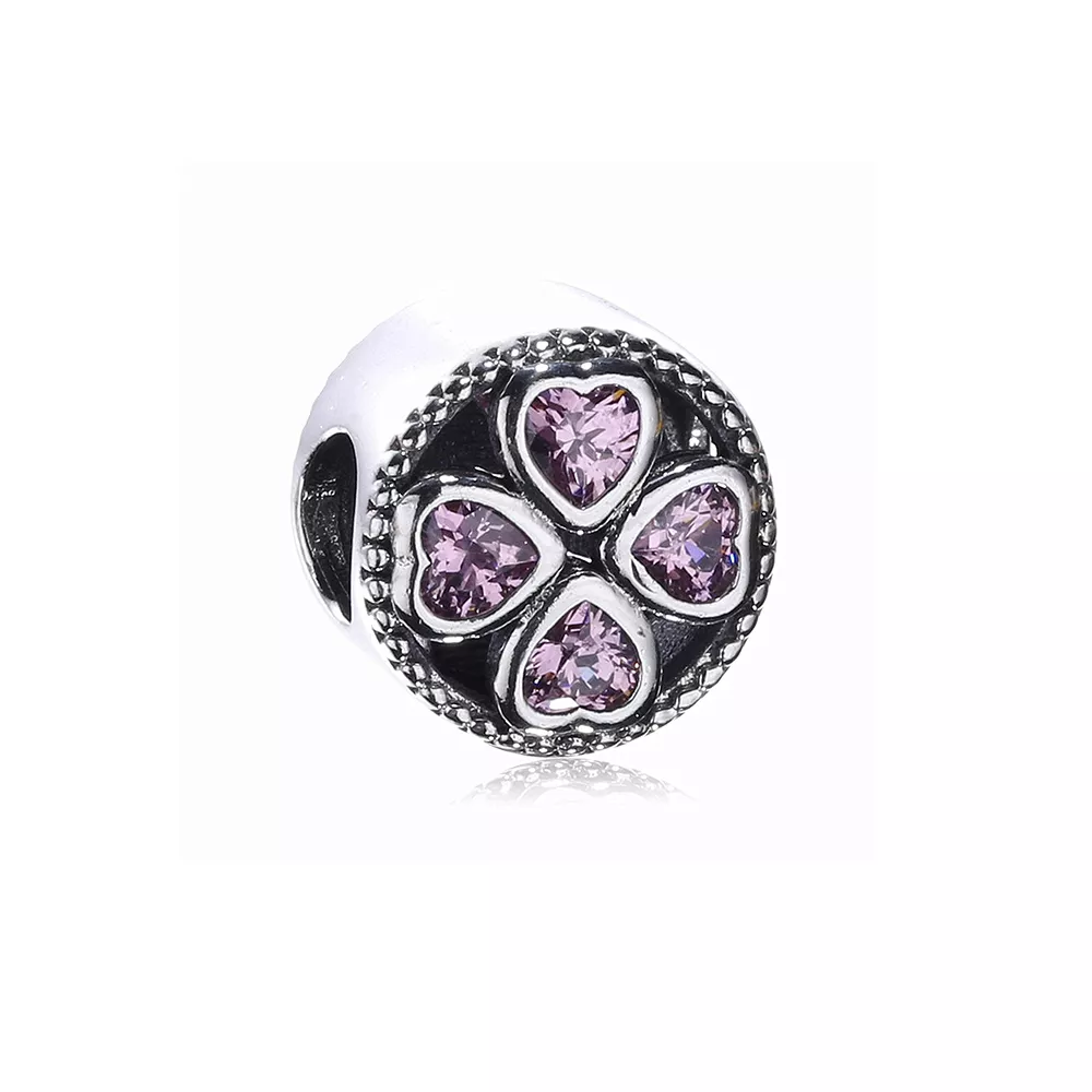 Charm berloques Pandora de prata Trevo de Corações