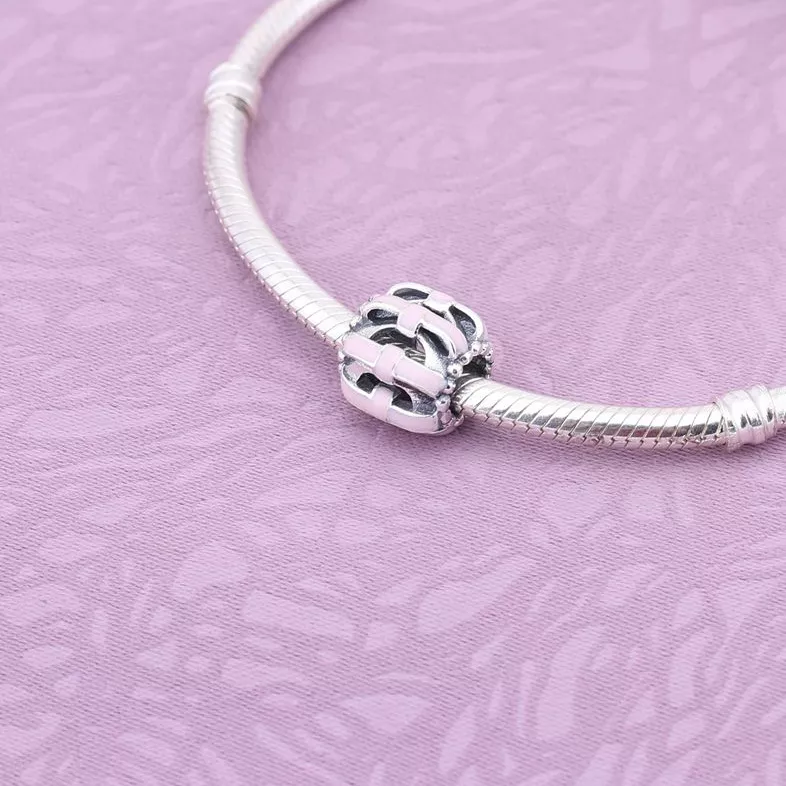 Charm berloques PANDORA Doce Laço Rosa - 791778EN40