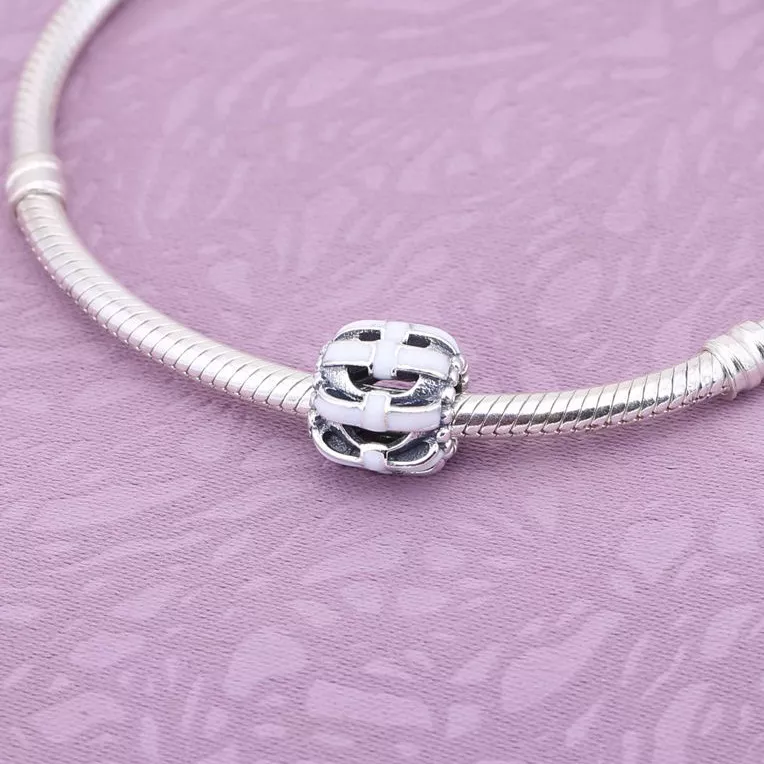 Charm berloques PANDORA Doce Laço Rosa - 791778EN40