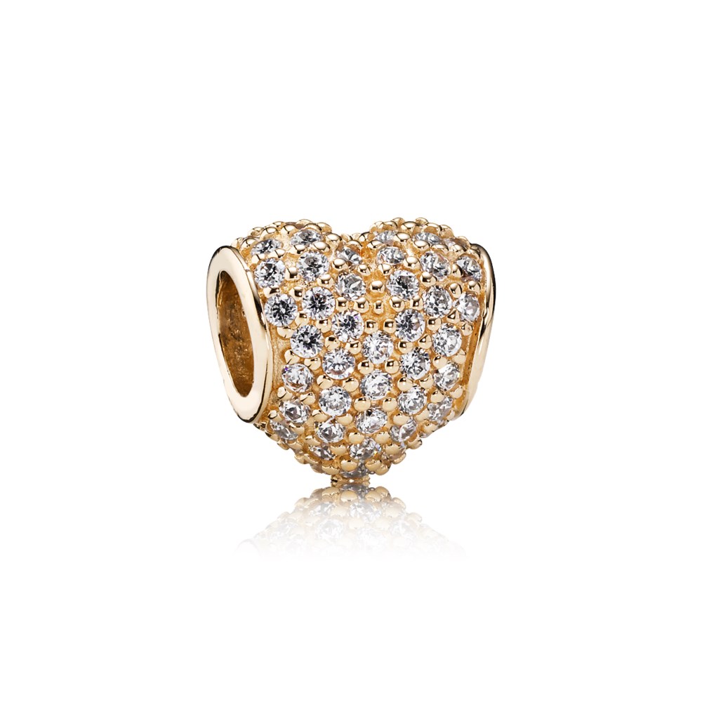 charm berloques pandora pavê coração de ouro