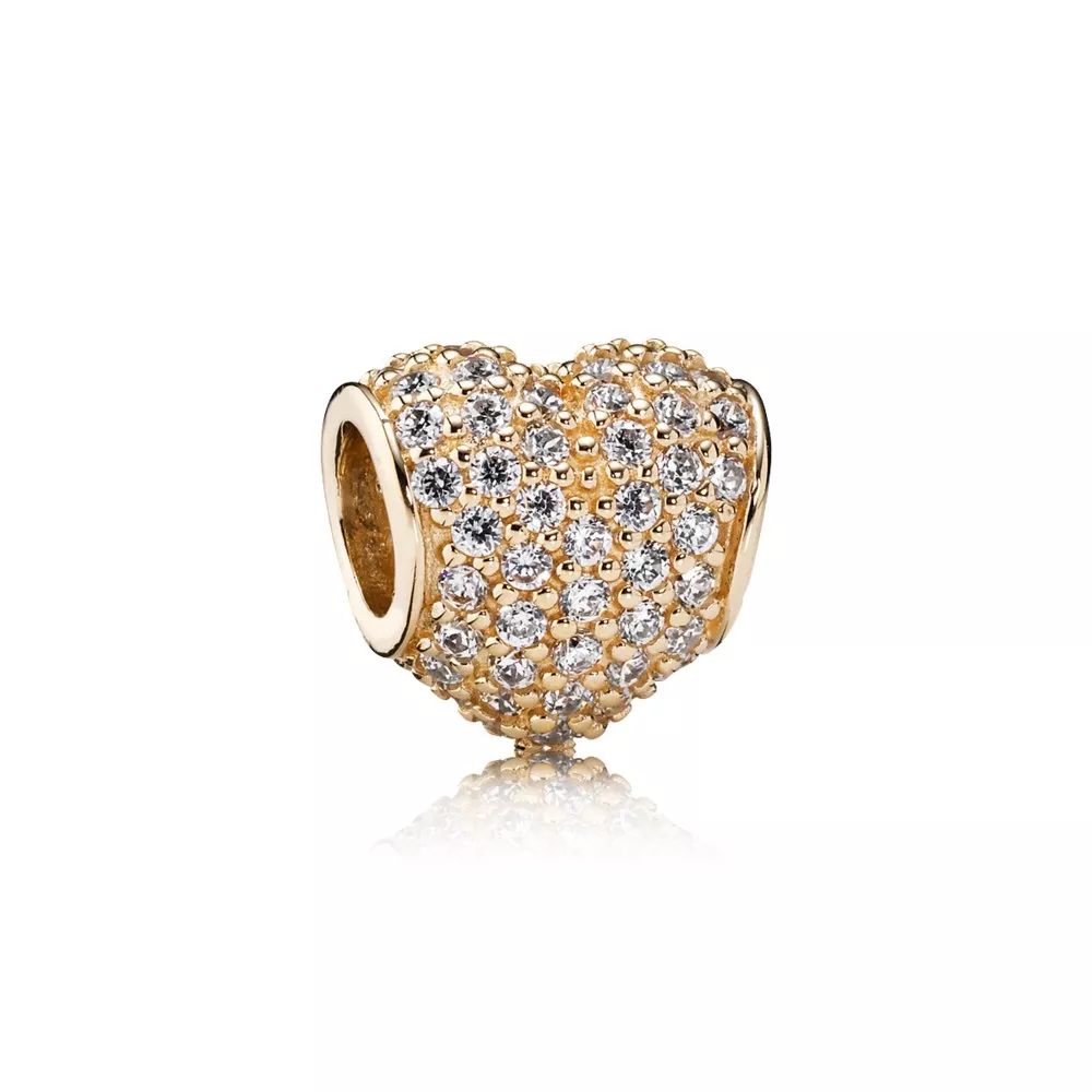 Charm berloques PANDORA Pavê Coração de Ouro
