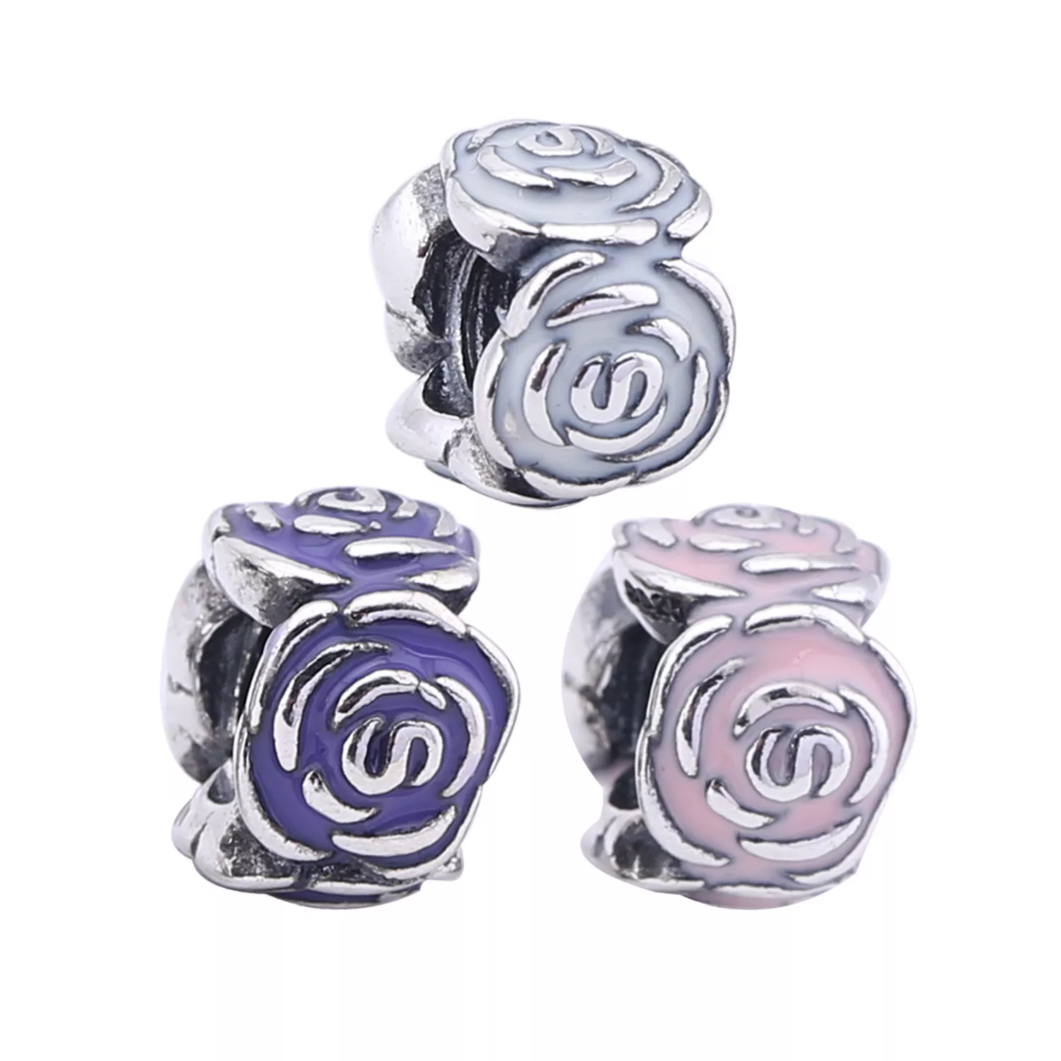 Charm Clipe PANDORA de Prata Esmaltado Jardim de Rosas - 791291EN40