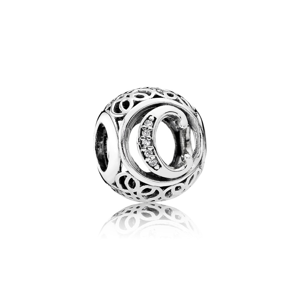 charm pandora alfabeto vintage letra c 791847cz