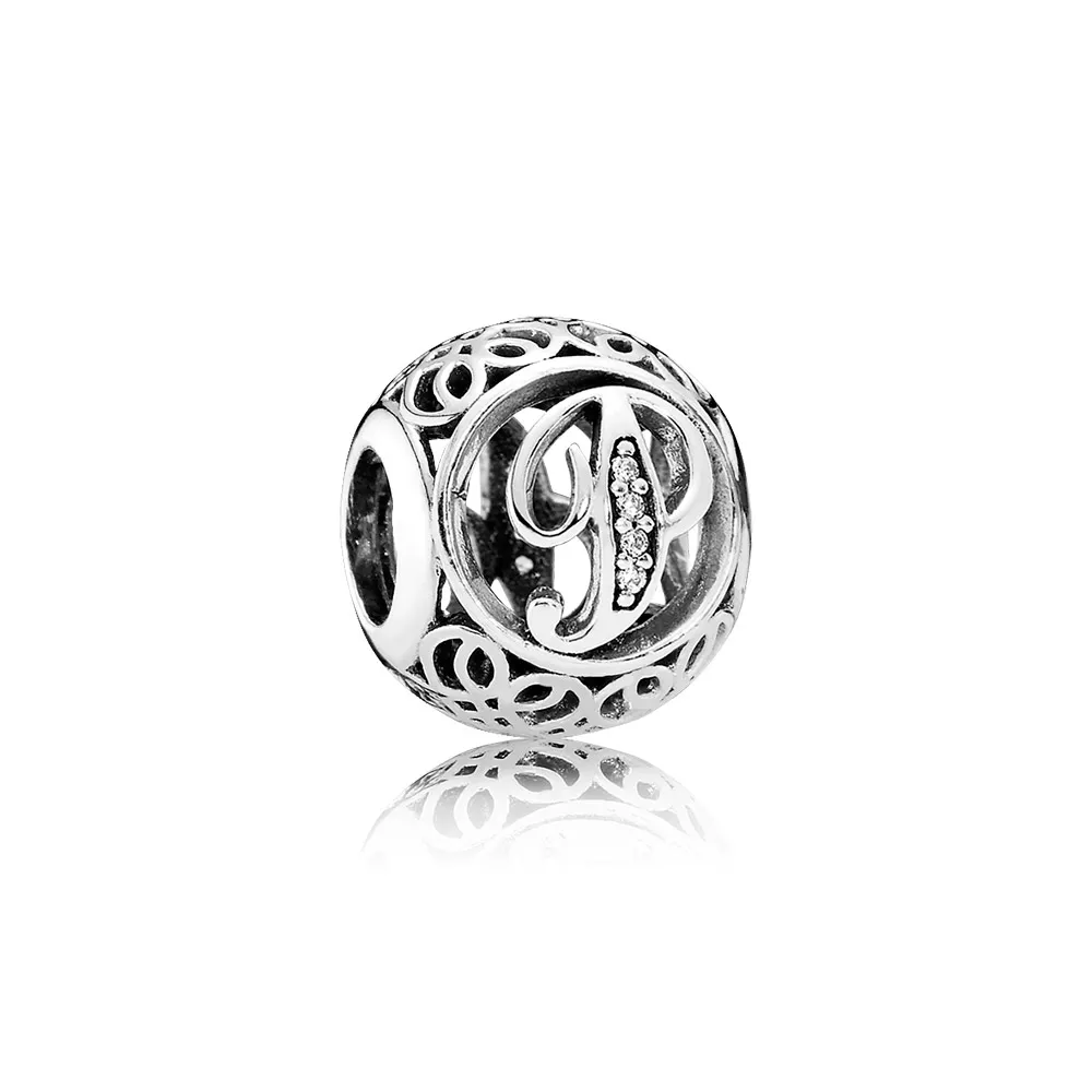 charm pandora alfabeto vintage letra p 791860cz