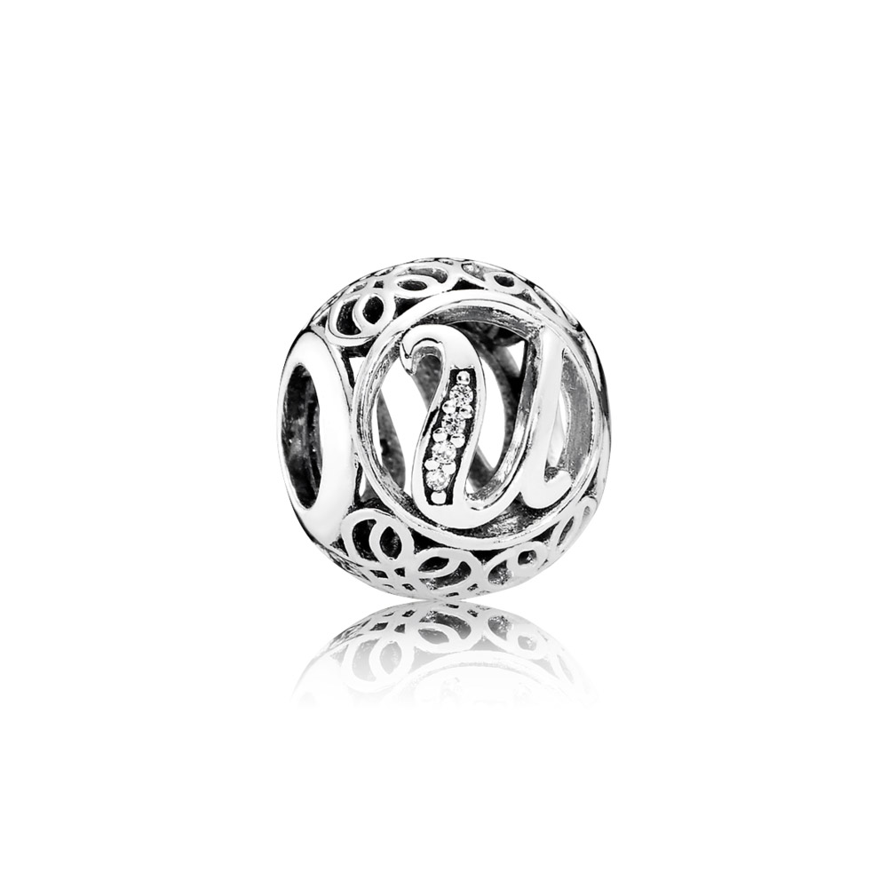 charm pandora alfabeto vintage letra u 791865cz