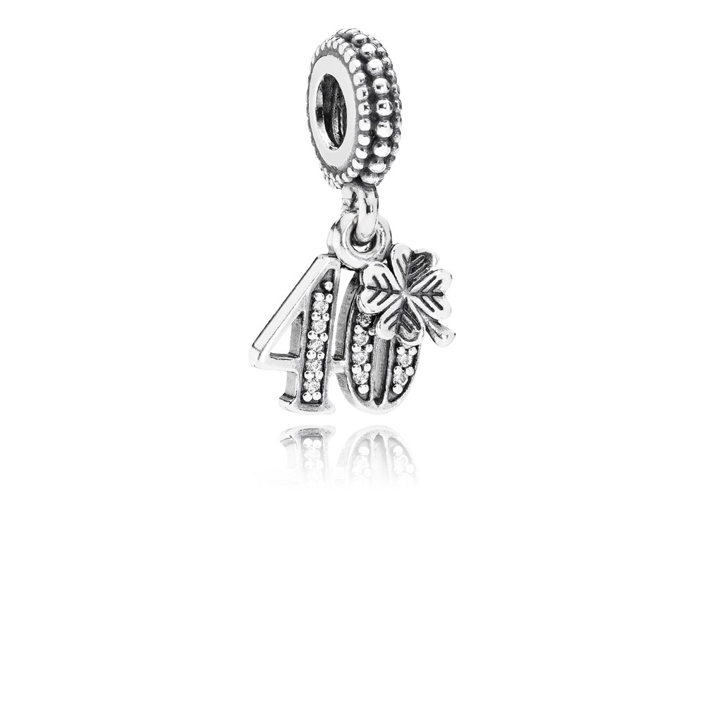 charm pandora de prata aniversário casamento de 40 anos 791288cz