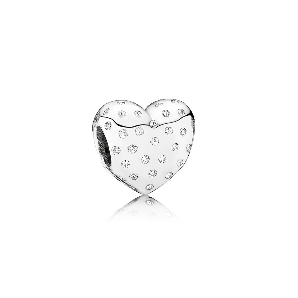 charm pandora de prata coração brilhante 791241cz