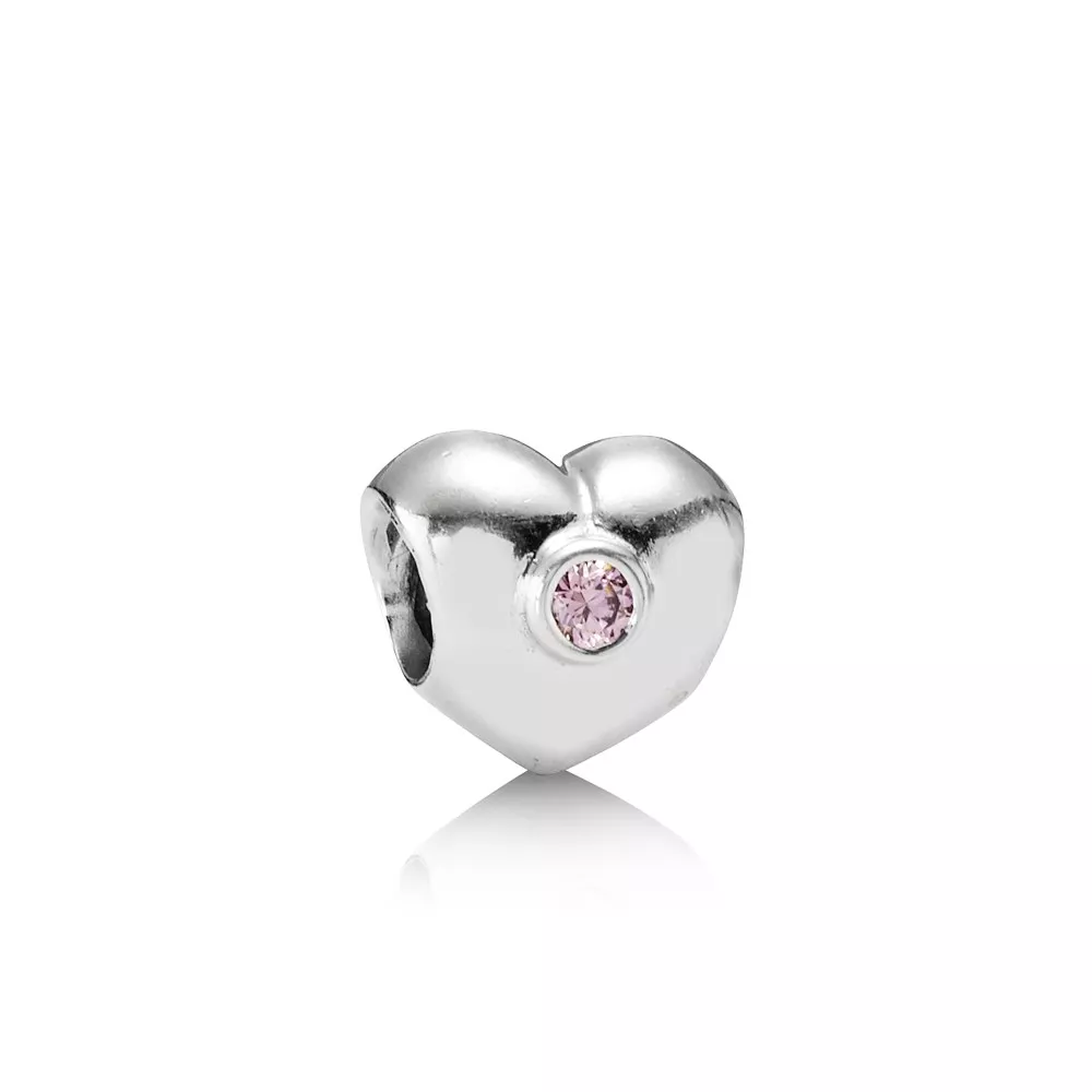 Charm PANDORA de Prata Coração com Zircônia Cúbica Rosa - 790134PCZ
