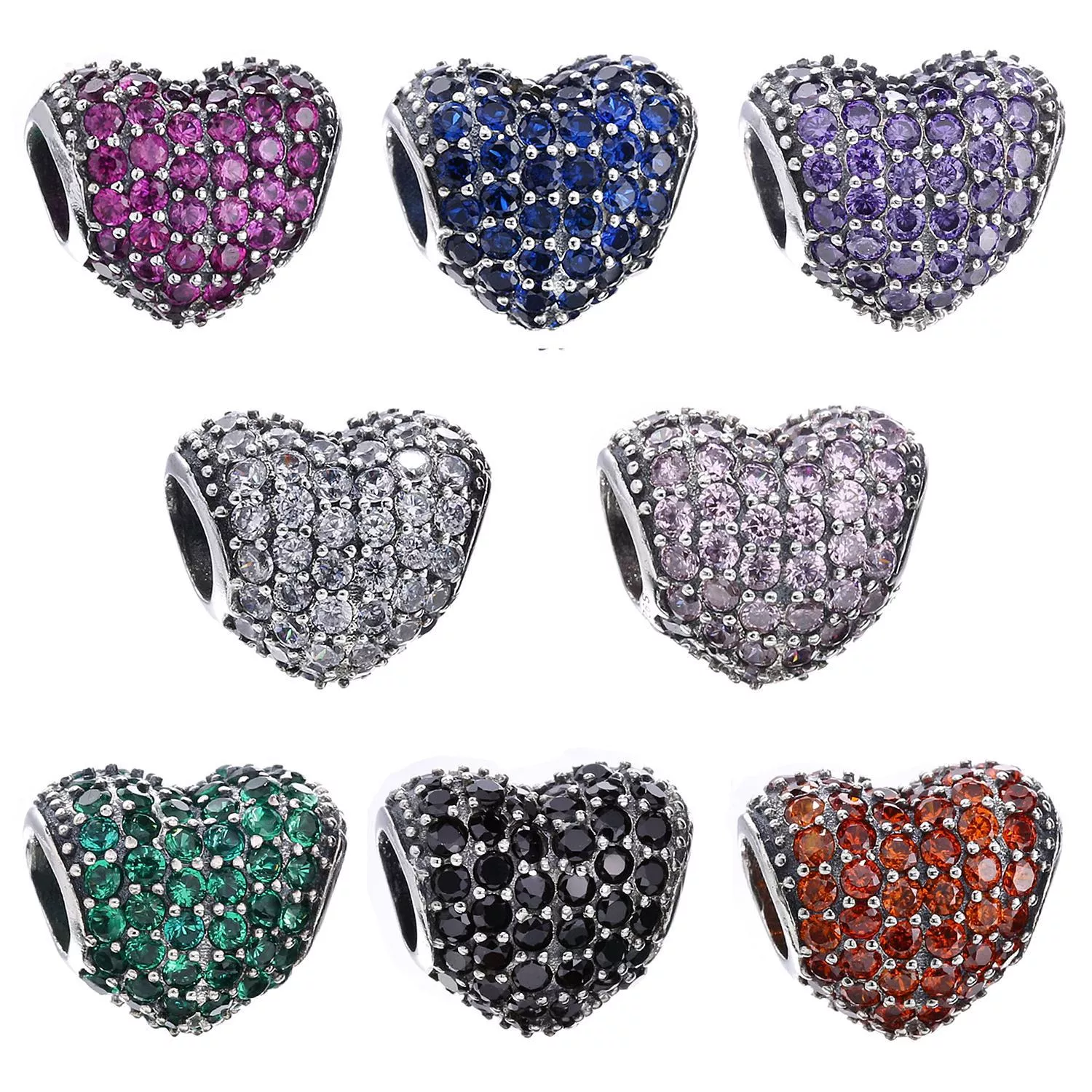 Charm PANDORA de Prata Coração e Pavê Coração Lilás - 791052PCZ