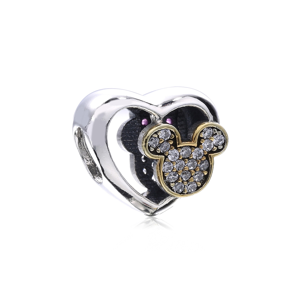 charm pandora de prata disney mickey e minnie