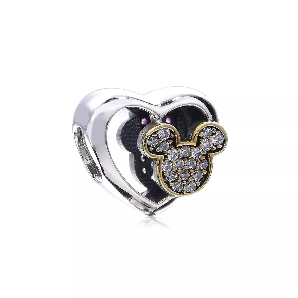 charm pandora de prata disney mickey e minnie