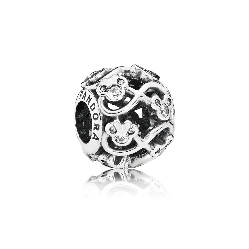 charm pandora de prata disney minnie e mickey infinito